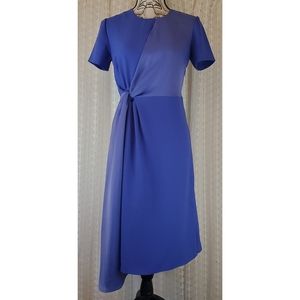Banana Republic Blue Asymmetrical Satin Dress Short Sleeves Size 0
